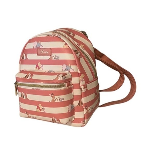 Loungefly Disney Stripe Best Friends Mini Backpack Pooh Piglet Bambi Thumper Fox - Picture 1 of 10